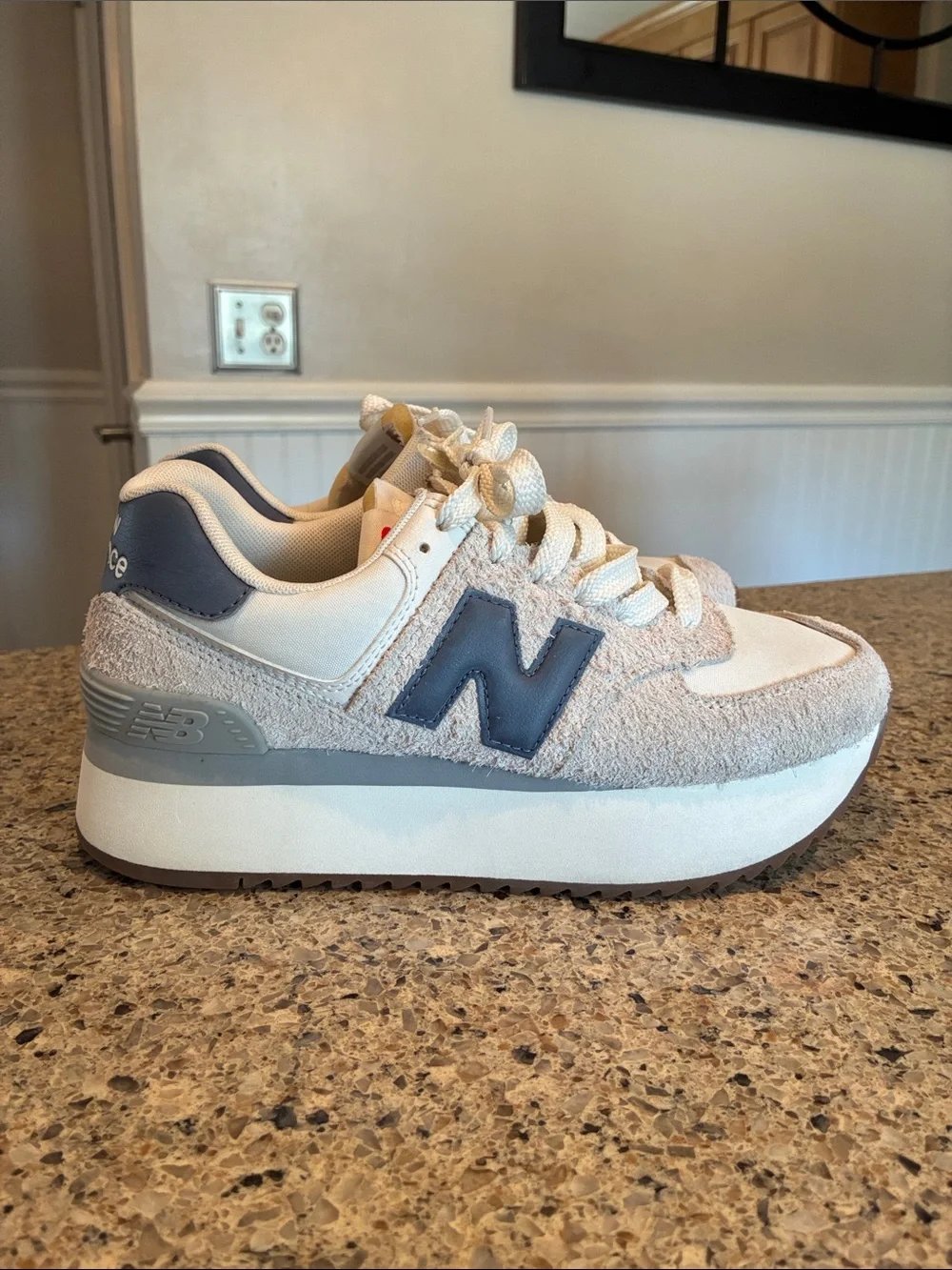 7.5W New Balance 574+ 'Moonbeam Dark Arctic Grey'